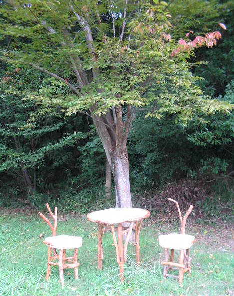 オーガニック家具　タイルテーブル＆椅子セット　オーガニックでナチュラルなインテリア　大阪の流木ショップ
